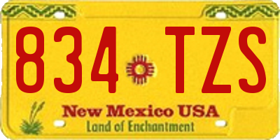 NM license plate 834TZS