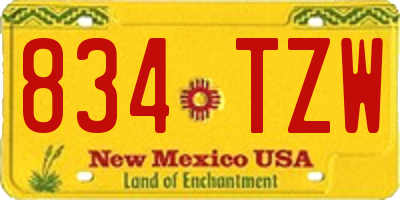 NM license plate 834TZW