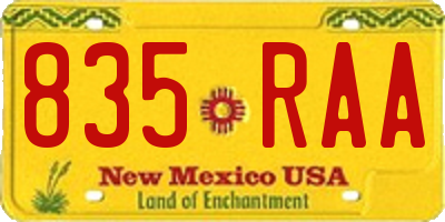 NM license plate 835RAA