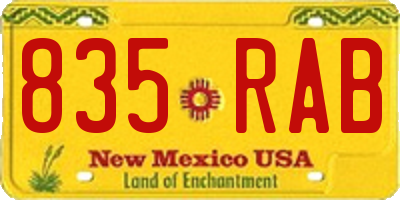 NM license plate 835RAB