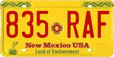 NM license plate 835RAF