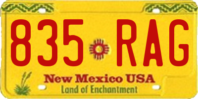 NM license plate 835RAG