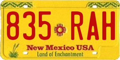 NM license plate 835RAH