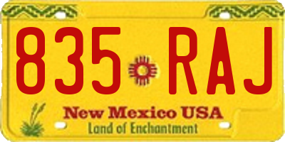 NM license plate 835RAJ