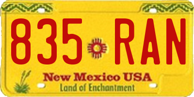 NM license plate 835RAN