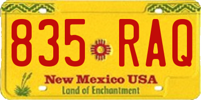 NM license plate 835RAQ