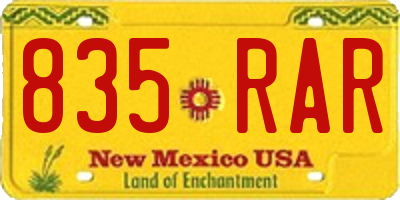 NM license plate 835RAR