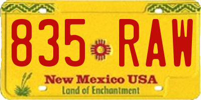 NM license plate 835RAW