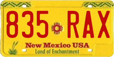 NM license plate 835RAX