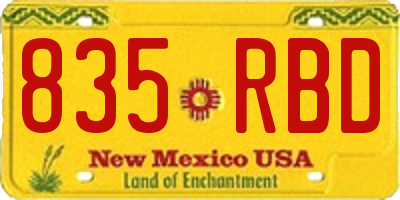 NM license plate 835RBD