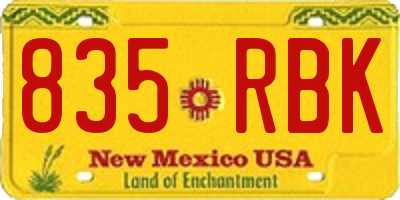 NM license plate 835RBK