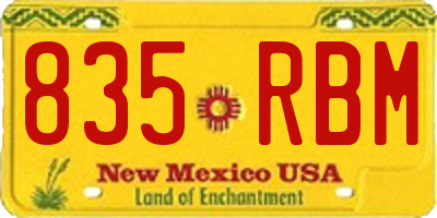 NM license plate 835RBM