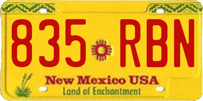 NM license plate 835RBN