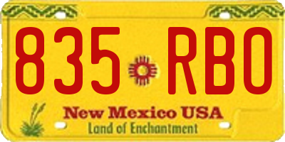 NM license plate 835RBO