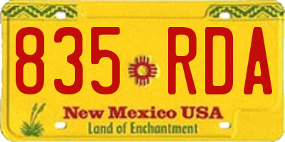 NM license plate 835RDA