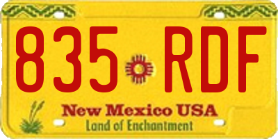 NM license plate 835RDF