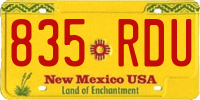 NM license plate 835RDU