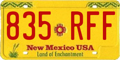 NM license plate 835RFF
