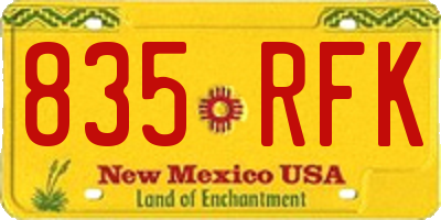 NM license plate 835RFK