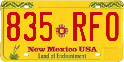 NM license plate 835RFO
