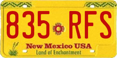 NM license plate 835RFS