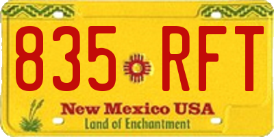 NM license plate 835RFT
