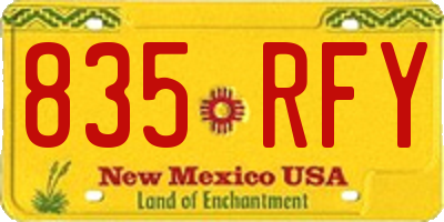 NM license plate 835RFY