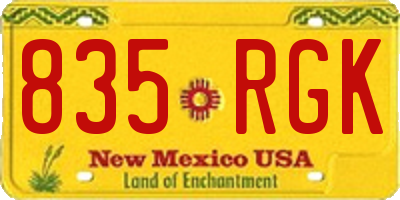 NM license plate 835RGK