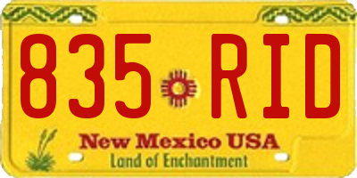 NM license plate 835RID