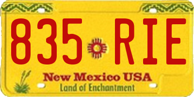 NM license plate 835RIE