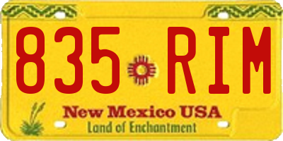 NM license plate 835RIM