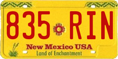 NM license plate 835RIN