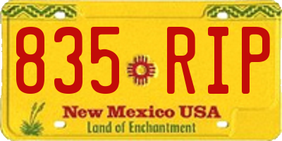NM license plate 835RIP