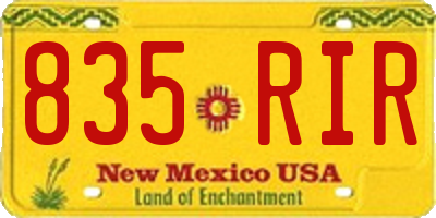 NM license plate 835RIR