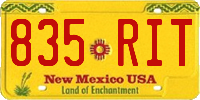 NM license plate 835RIT