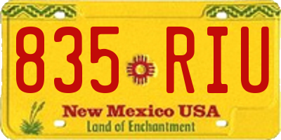 NM license plate 835RIU