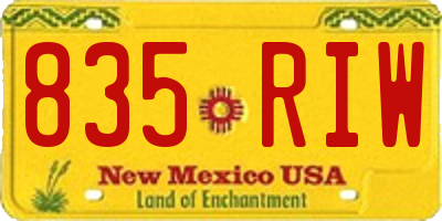 NM license plate 835RIW