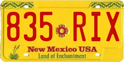 NM license plate 835RIX