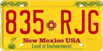 NM license plate 835RJG