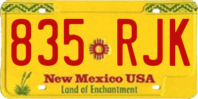 NM license plate 835RJK