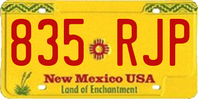 NM license plate 835RJP