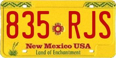 NM license plate 835RJS