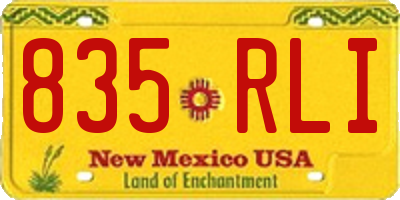 NM license plate 835RLI