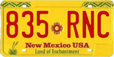 NM license plate 835RNC