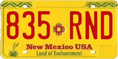 NM license plate 835RND