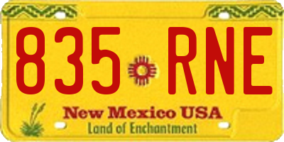 NM license plate 835RNE