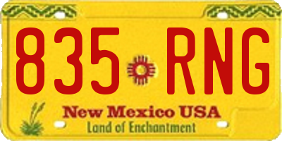 NM license plate 835RNG
