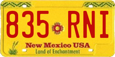 NM license plate 835RNI