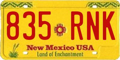 NM license plate 835RNK