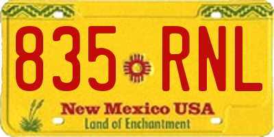 NM license plate 835RNL